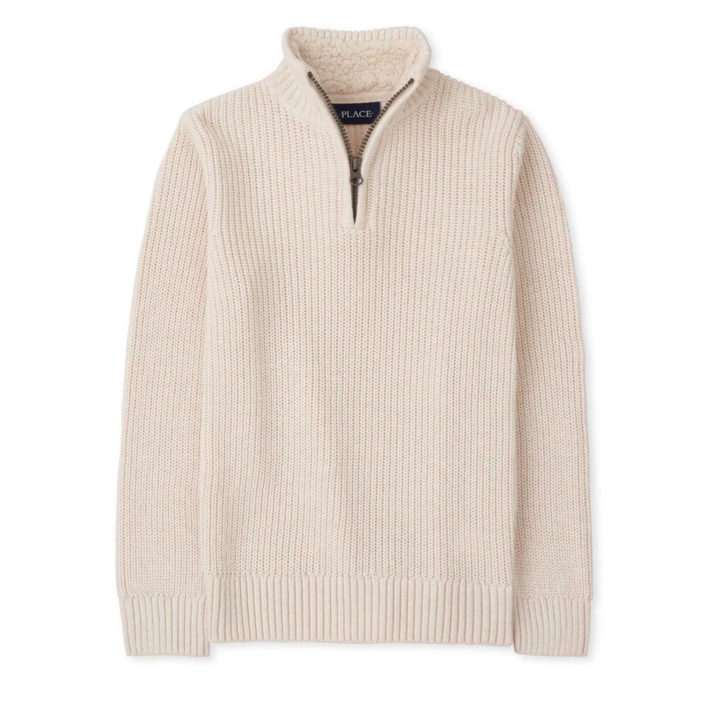 Boys Half Zip Mock Neck Sweater - Tan. NWOT
